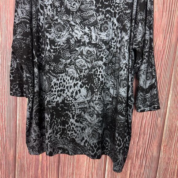 Bryn Walker Womens Metallic Artsy Cowl Neck Tunic Top Black Gray Size Medium M - Picture 3 of 8